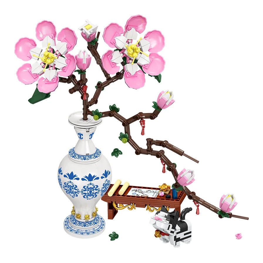 Flower Building Blocks Peach Blossom Plant Home Decoration Children's Toy Gift