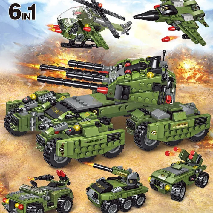 Military 6in1 Tank & Armored Vehicles Building Blocks Set for Boys |791PCS