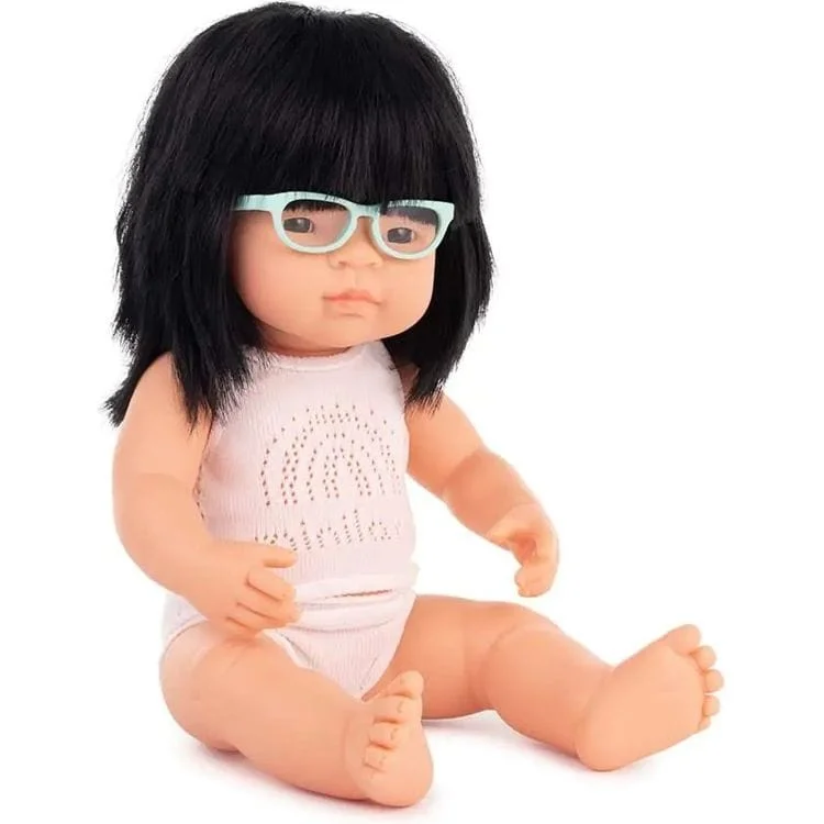 15" Baby Doll Asian Girl with Glasses