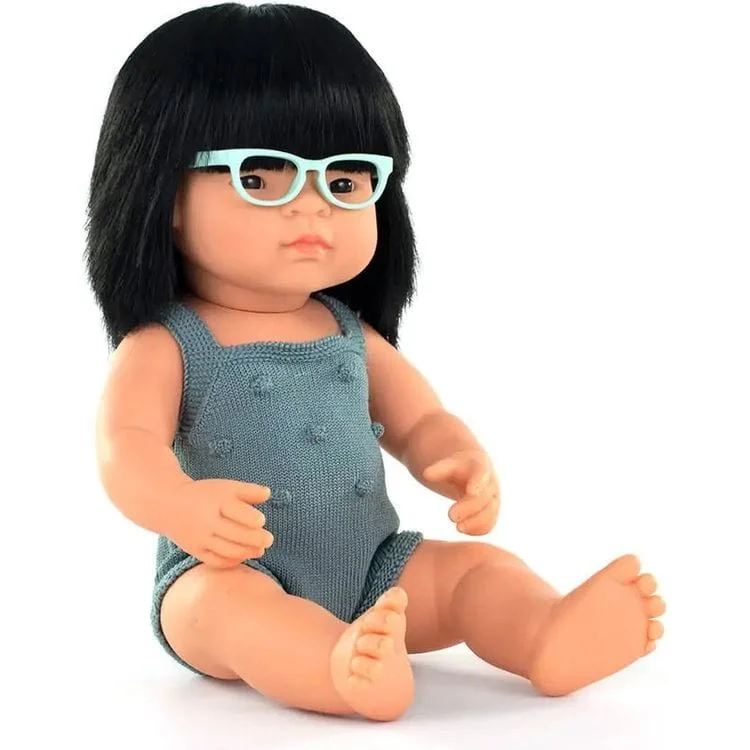 15" Baby Doll Asian Girl with Glasses