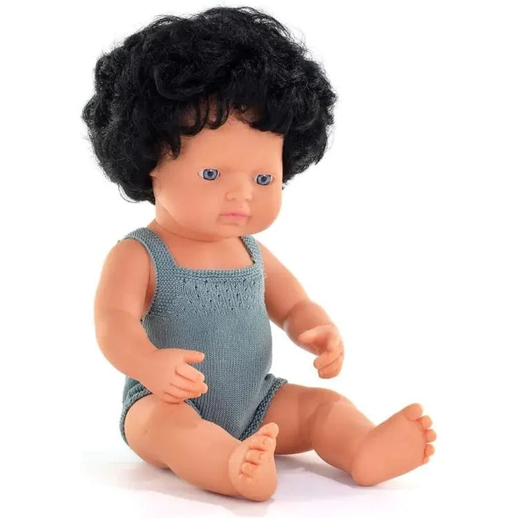 15" Baby Doll Caucasian Boy with Curly Black Hair