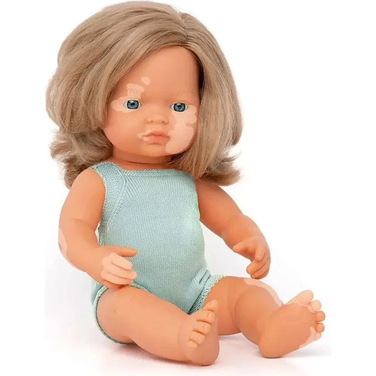 15" Colourful Edition Baby Doll Caucasian Girl Blonde Hair with Vitiligo