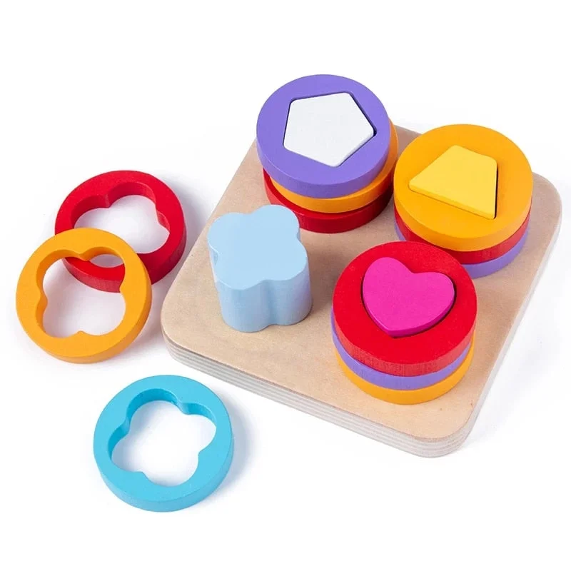 Baby Brain Development Toys Montessori Match Toy Geometric Sorting Board Wooden Blocks Kids Educational Toys Building Blocks