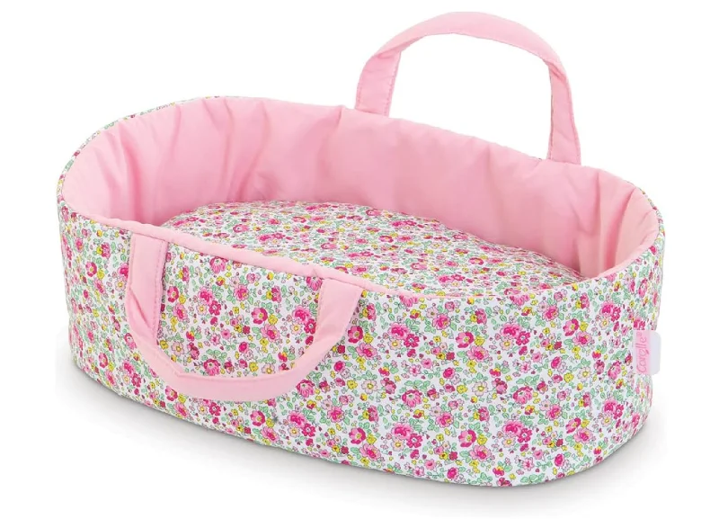 Baby Doll Carry Bed - Floral Print Design with Reversible Blanket, fits 12" Baby Dolls