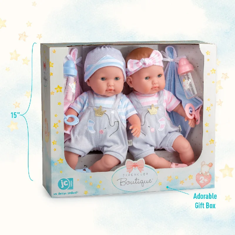 Berenguer Boutique White Baby Doll Twins Gift Set - 15 in