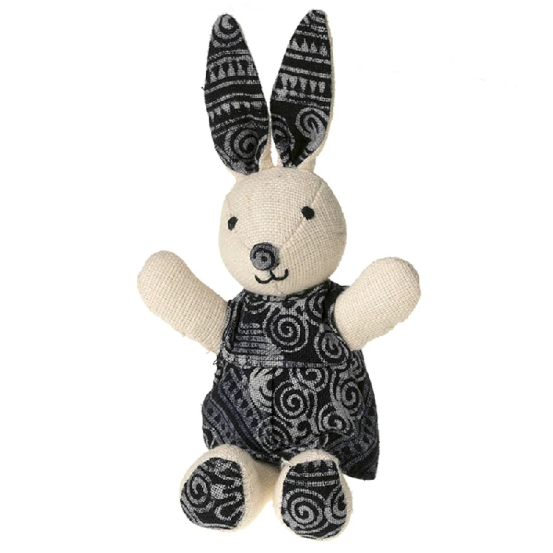 Handcrafted Blue Batik Bunny Toy or Decoration - Fair Trade