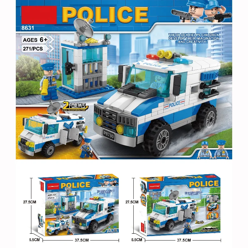 Kids 271 Pcs Building Blocks Police Car