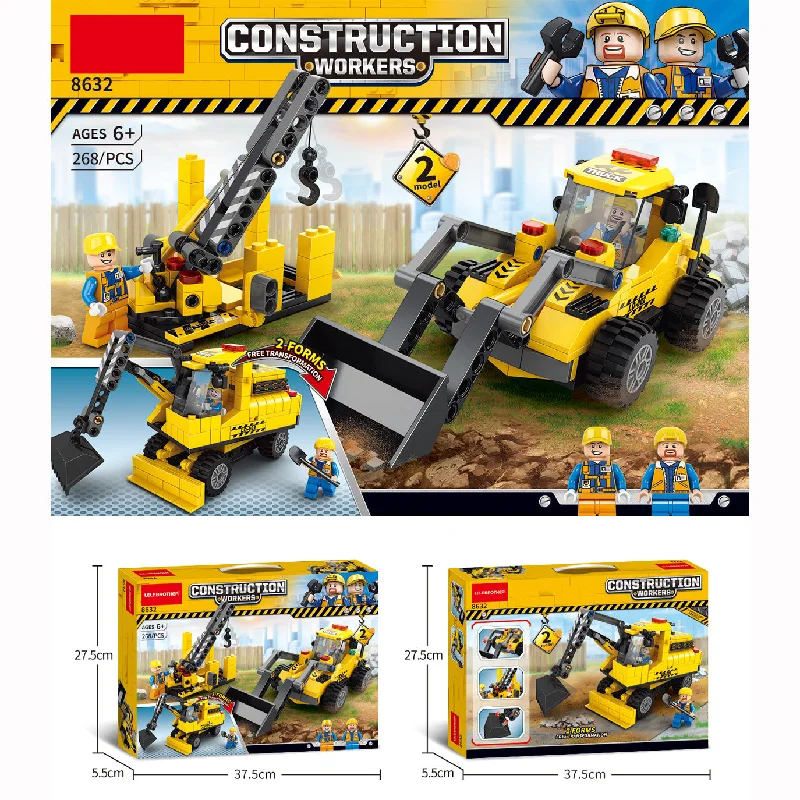 Kids Building Blocks 268 pcs Transformer Hydraulic Mining Vehicle