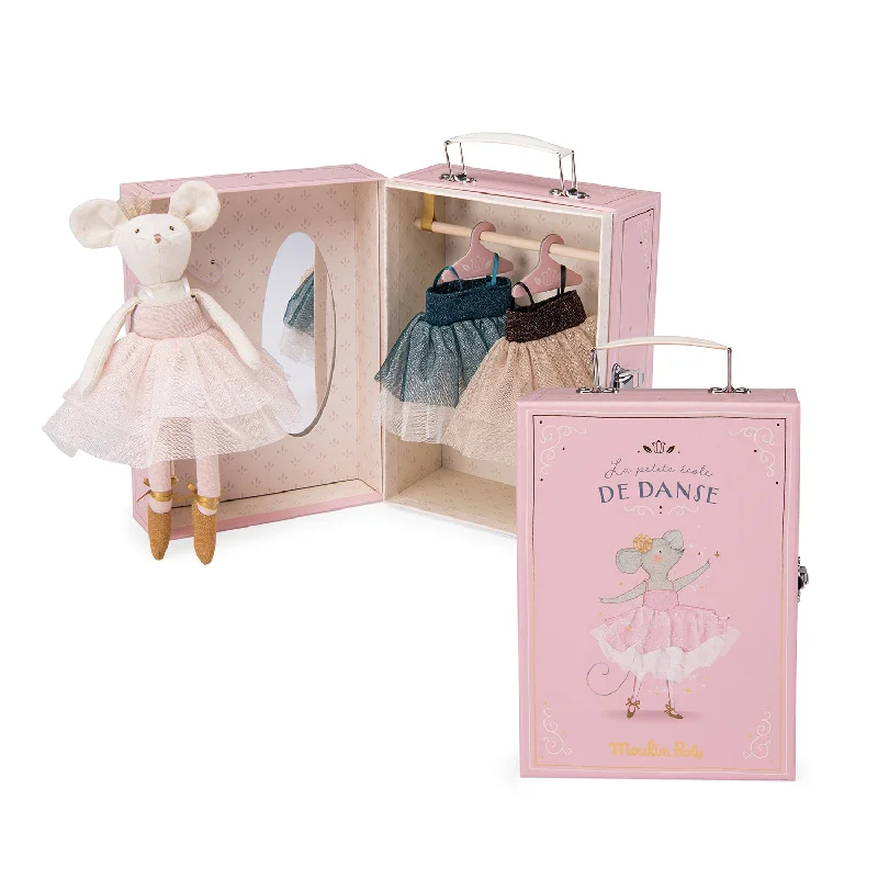 Moulin Roty La Petite Ecole De Danse Ballerina Mouse Carry Suitcase with Tutus