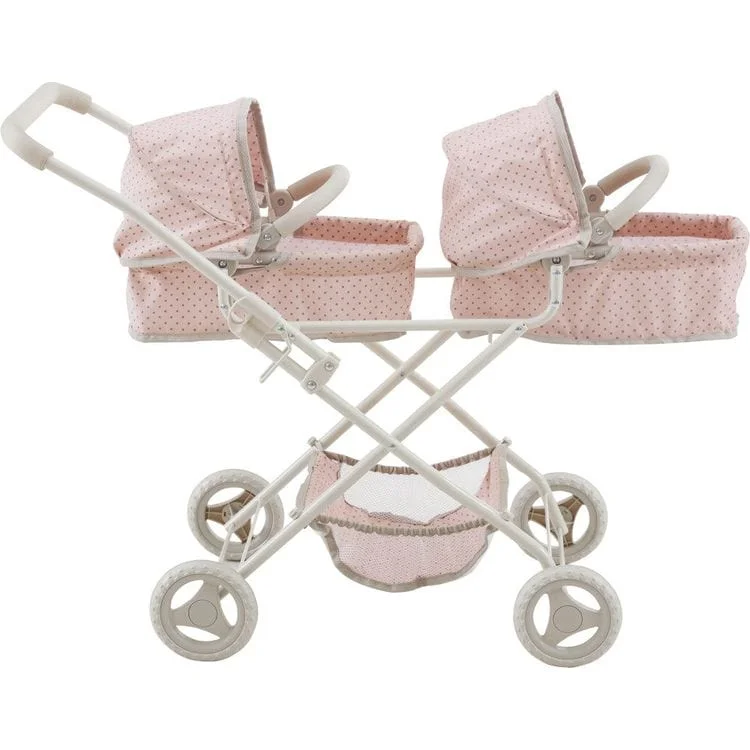 Olivia's Little World Polka Dot Princess Baby Doll Twin Bassinet Stroller