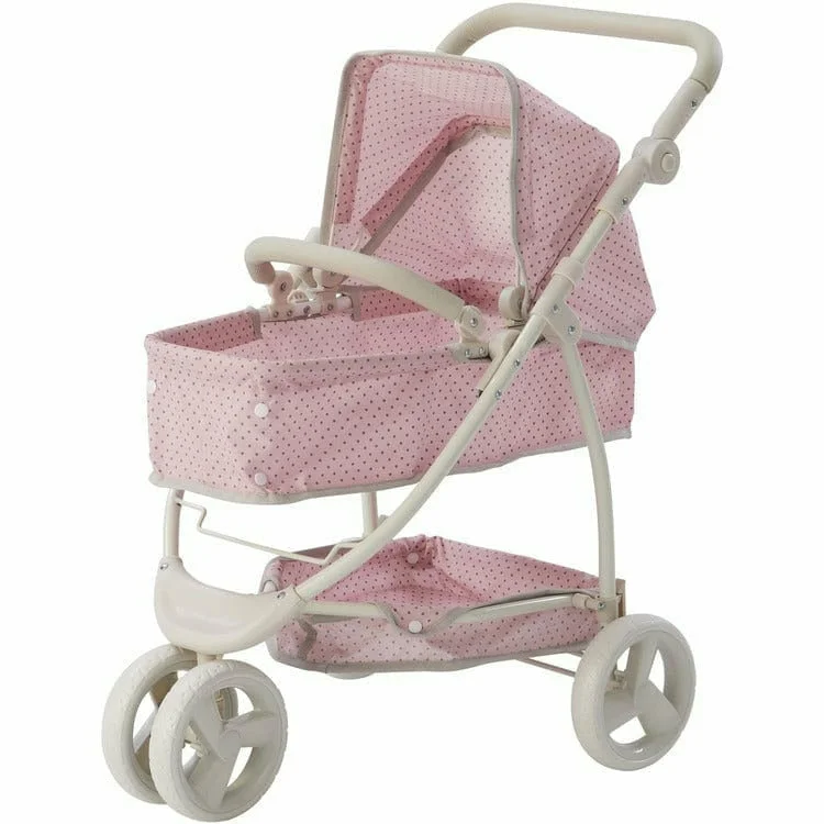 Olivia's Little World - Polka Dots Princess 2-in-1 Baby Doll Stroller - Pink/Gray