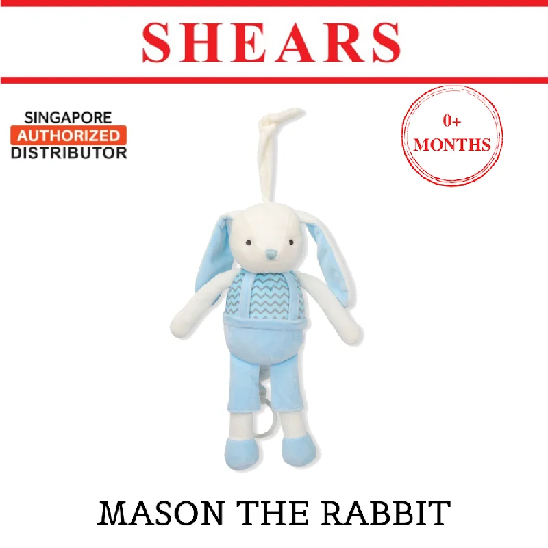 Shears Baby Toy Toddler Soft Toy Musical Pull String MASON THE RABBIT BLUE